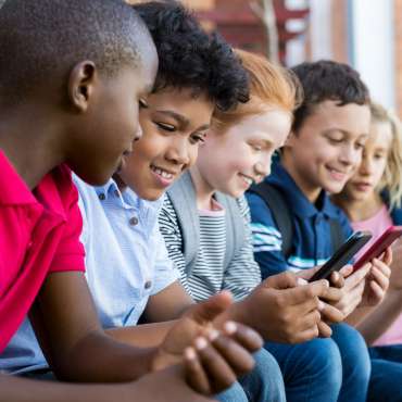 Children using smart phone