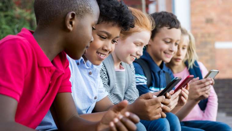 Children using smart phone