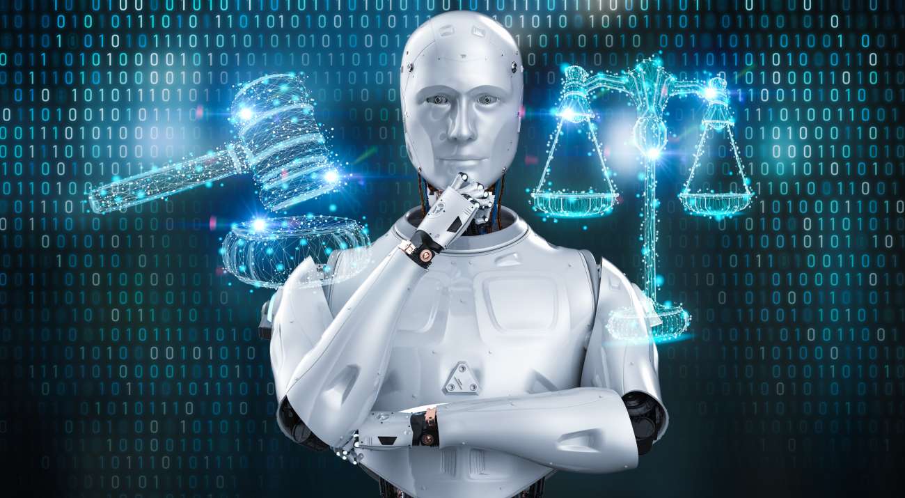 Cyber law or internet law concept with ai robot
