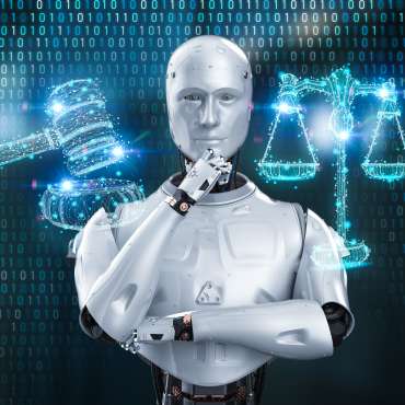 Cyber law or internet law concept with ai robot