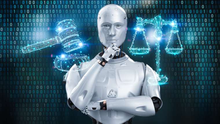 Cyber law or internet law concept with ai robot